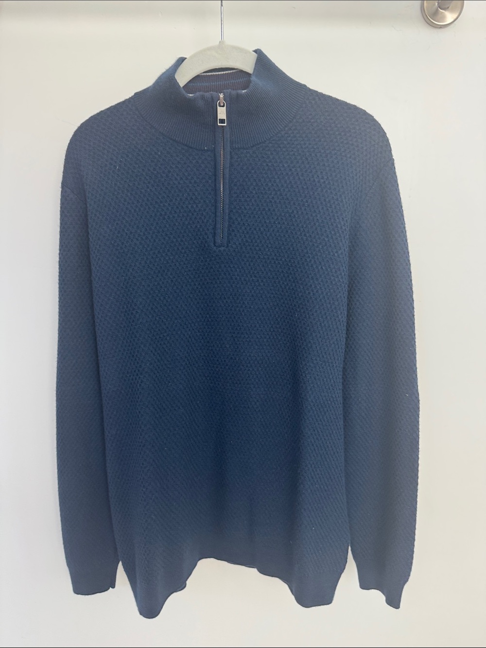 Ted Baker Navy Textured Half-Zip Sweater